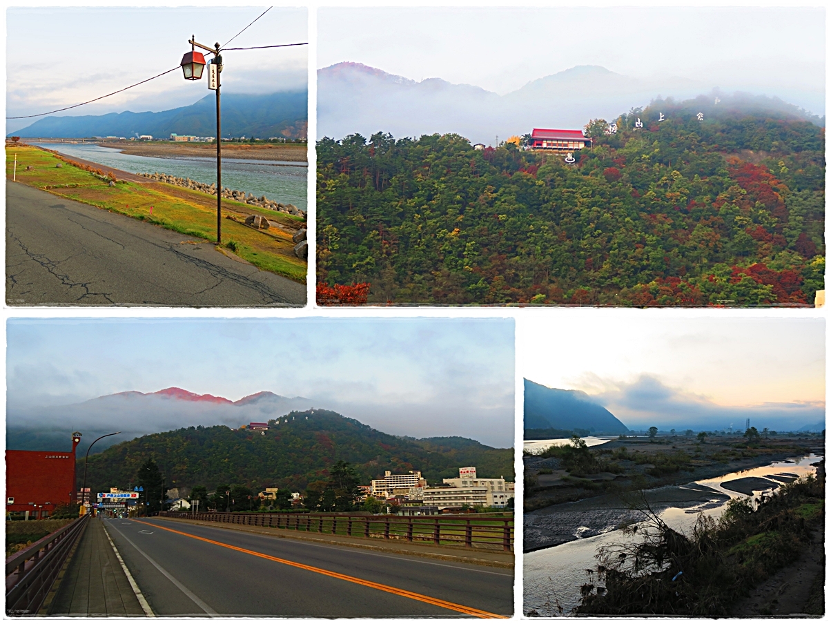 千曲川紅葉戸倉上山田温泉万葉橋