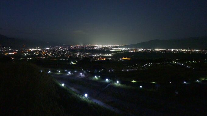 おばすての棚田観月祭ライトアップ夜景